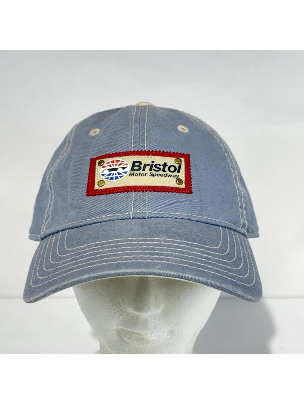 Bristol Motor Speedway patch Hat NASCAR Adjustable Strapback Blue Cap Racing‎